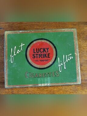 Lucky Strike Empty Vintage Tin Sign - Green & Red Cigarettes Decor